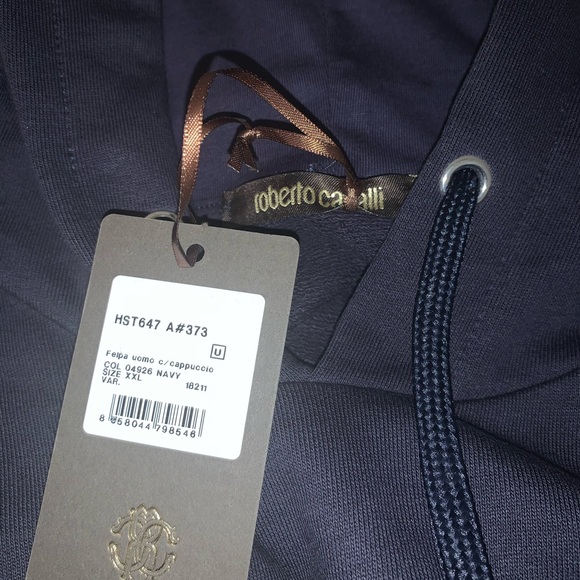 Roberto Cavalli pullover Navy sweater hoodie - Picture 5 of 6